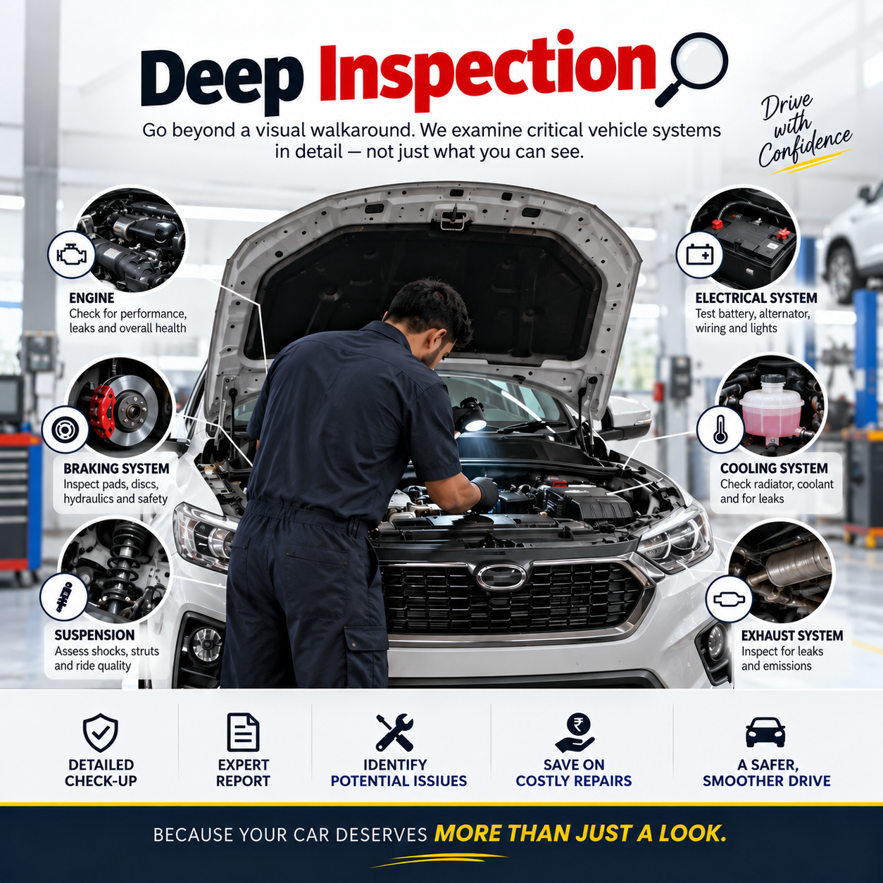 Deep Inspection — critical vehicle systems examined in detail